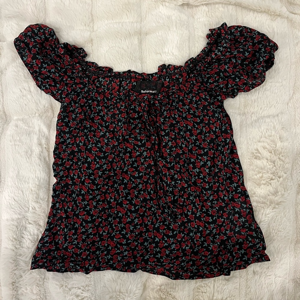 COPY - Reformation flower red shirt, Small